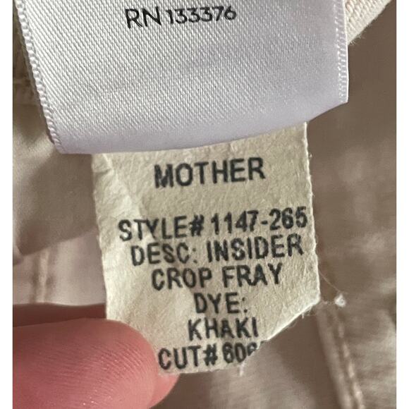 Mother The Insider Crop Fray Blow by Blow Khaki Size 28 Distressed - Picture 10 of 12